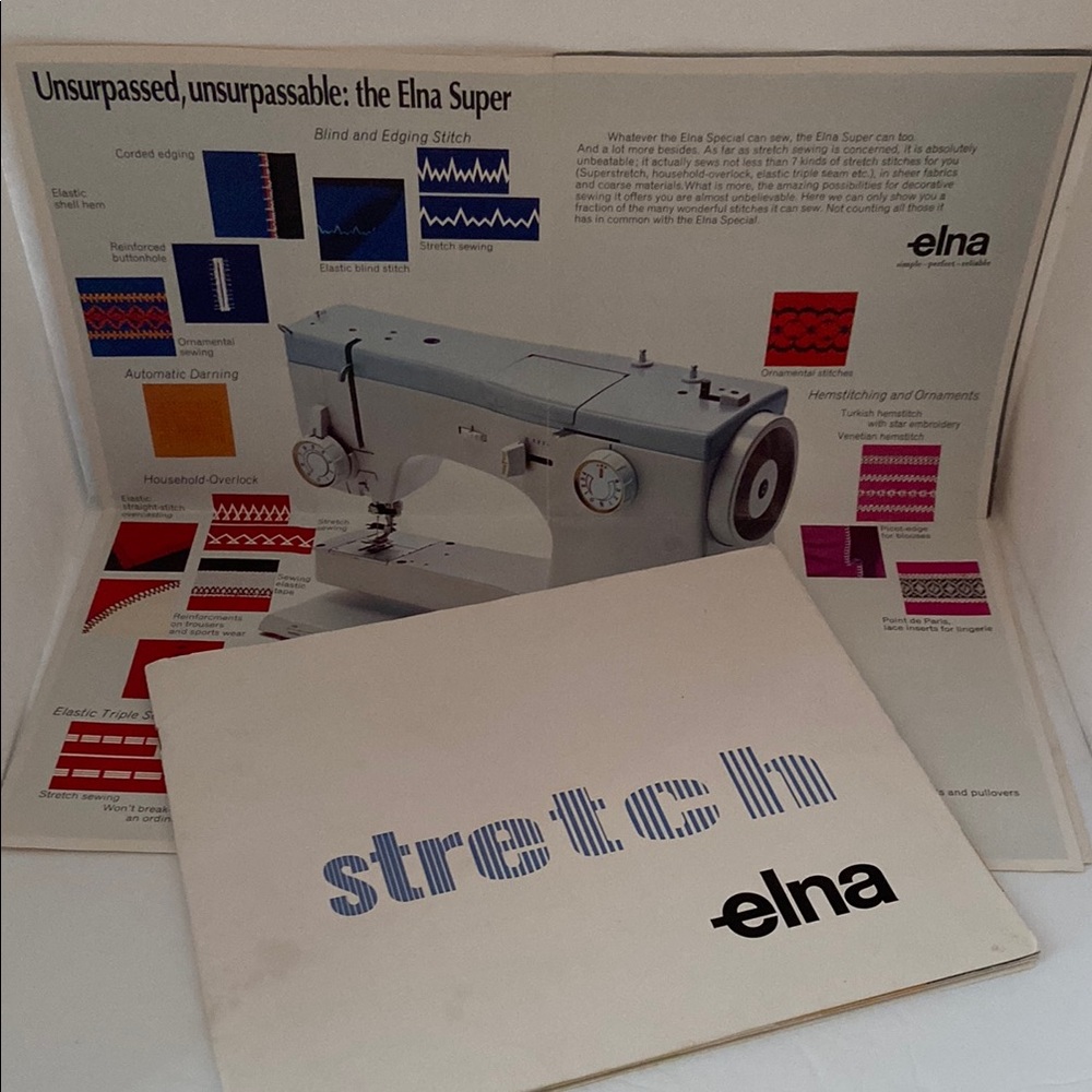 Elna Stretch Stitch Machine Owner’s Manual Instructions Book